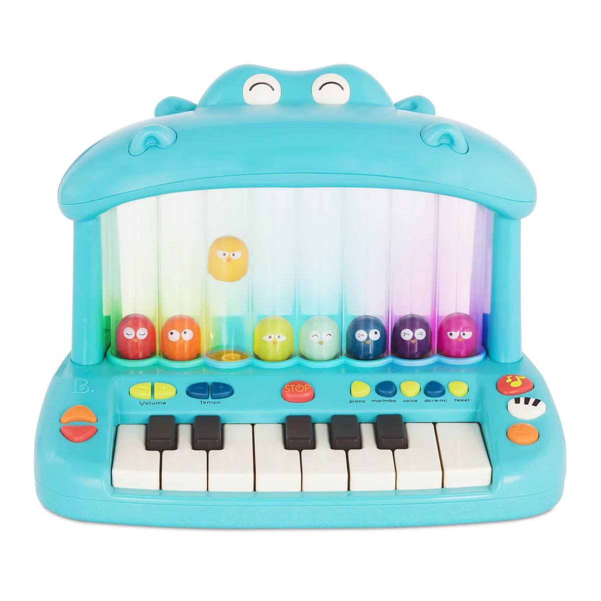 B. toys - Hippo Pop - Spielzeug-Tastatur - Klavier Spielen - Lieder, Geräusche und Lichter - Musikinstrument für Kleinkinder, Kinder - 12 Monate +